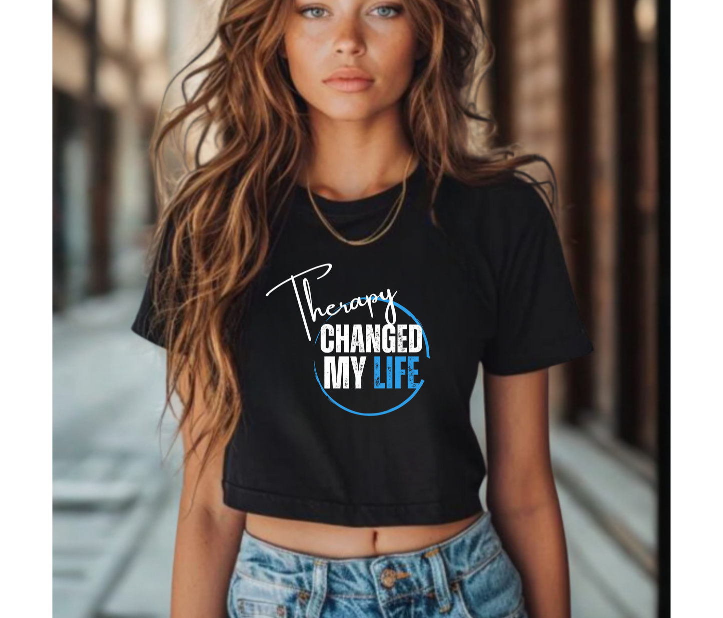 Therapy Changed My Life Women's Crop Tee | Casual Outfit, Self-Care Gift, Summer Style, Mental Health Awareness, Relaxation Wear