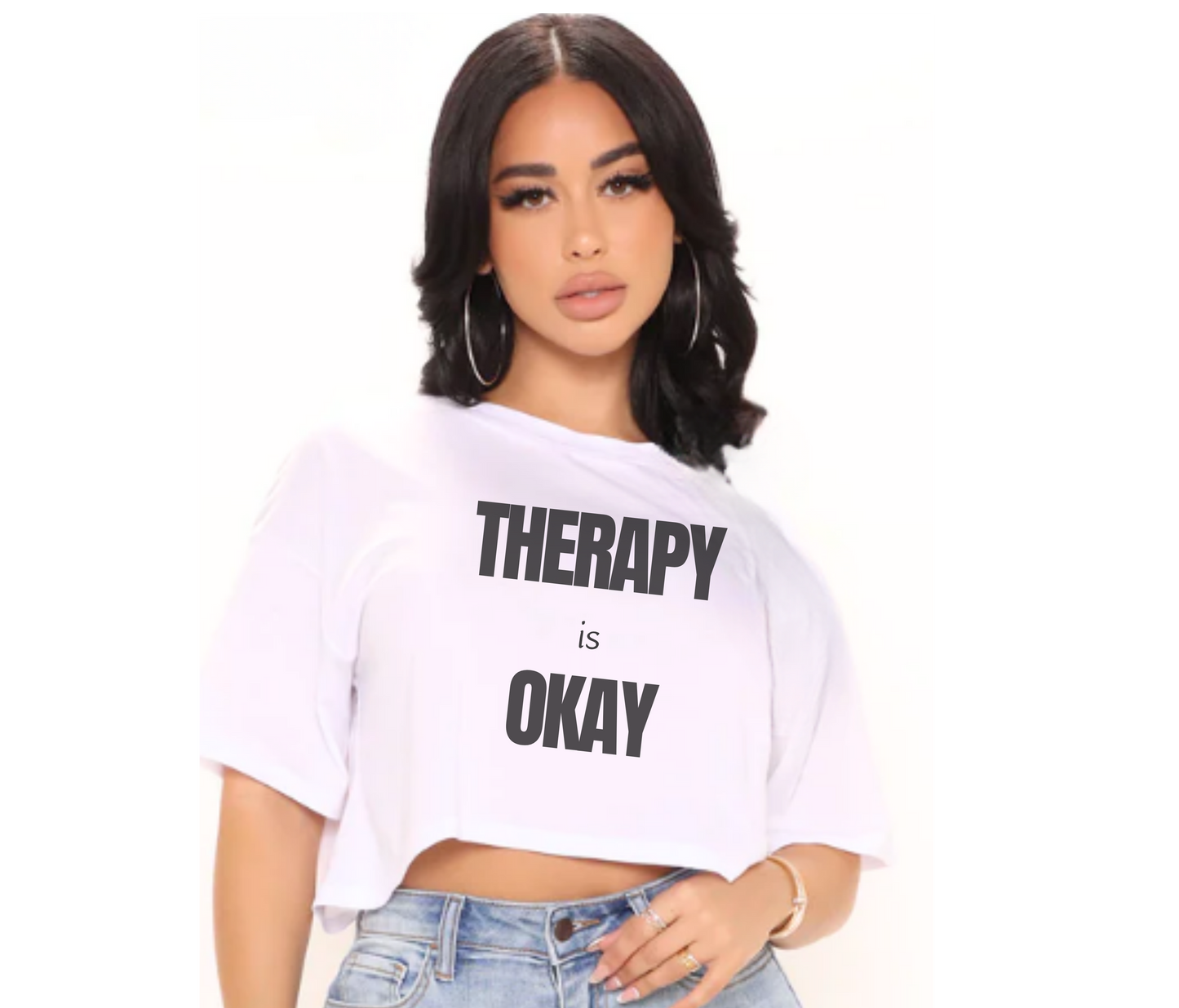 Therapy is Okay Crop Top _Wh