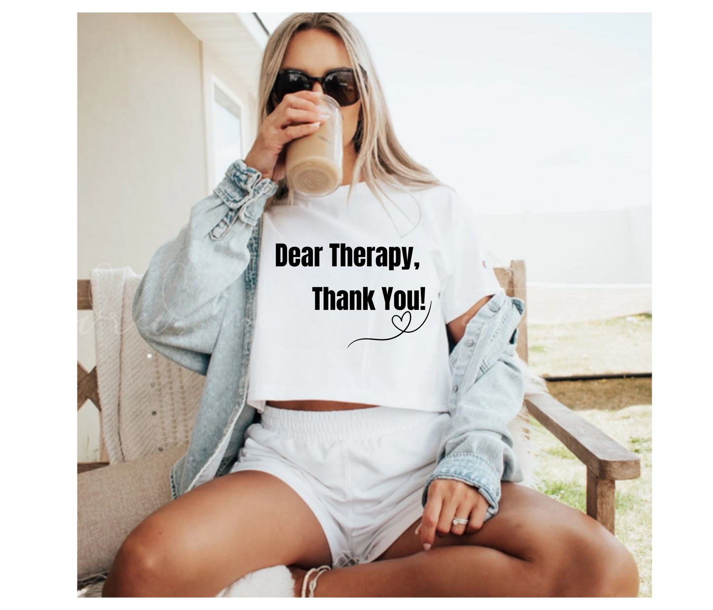 Dear Therapy Style A. Women's Crop Tee | Casual Outfit, Self-Care Gift, Summer Style, Mental Health Awareness, Relaxation Wear