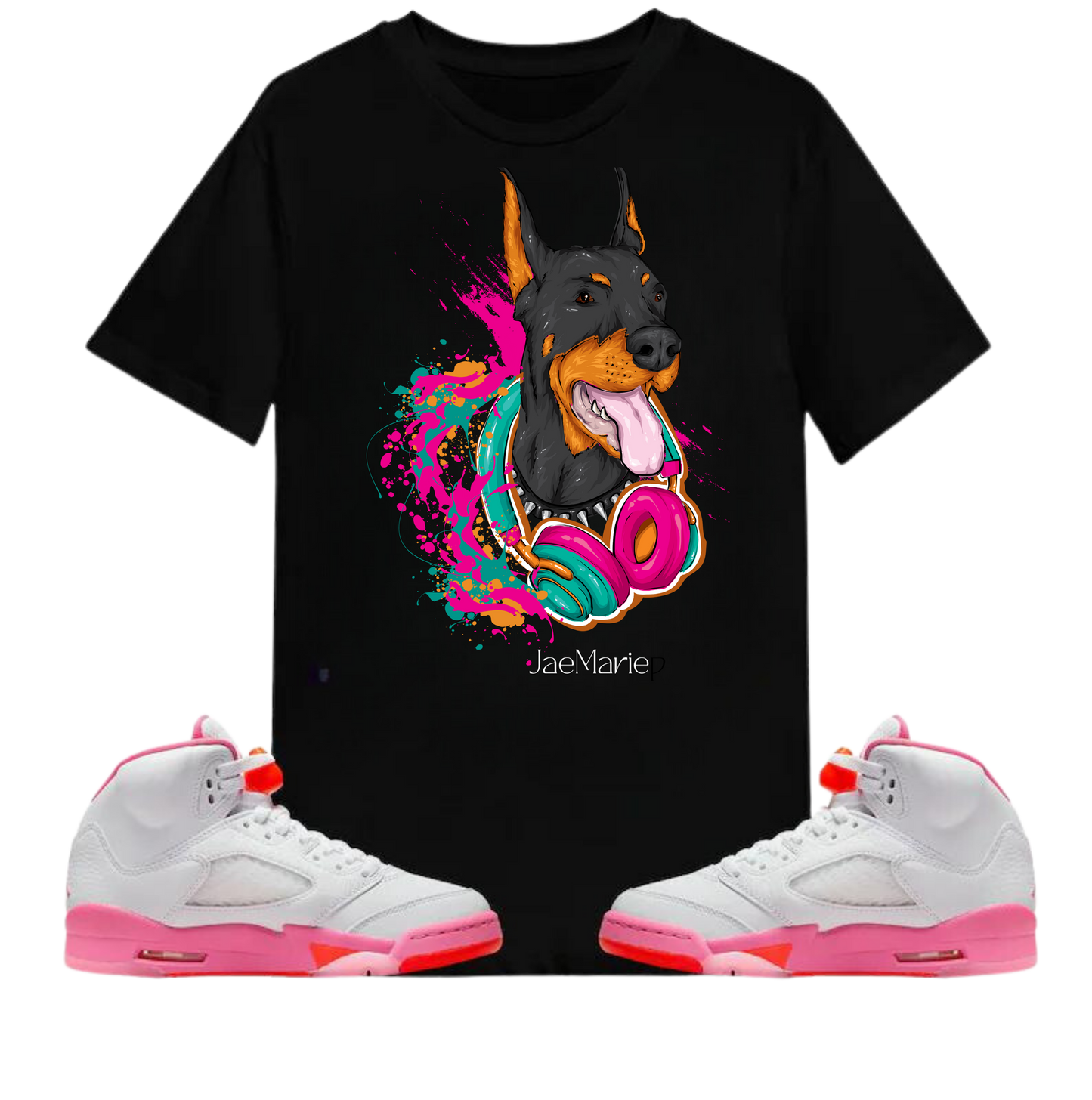 Dog with Headphones - Unisex Short Sleeve Tee