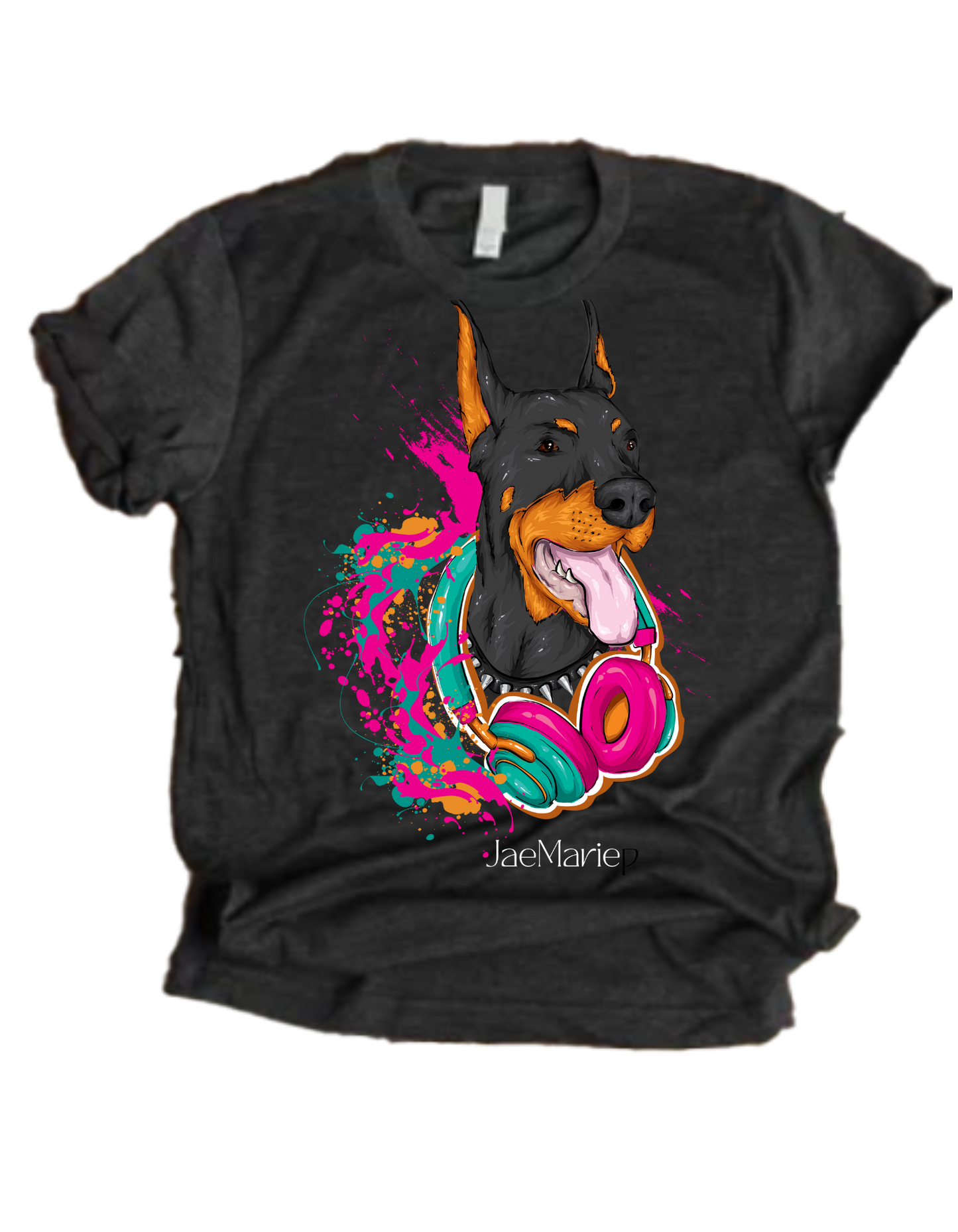 Dog with Headphones - Unisex Short Sleeve Tee