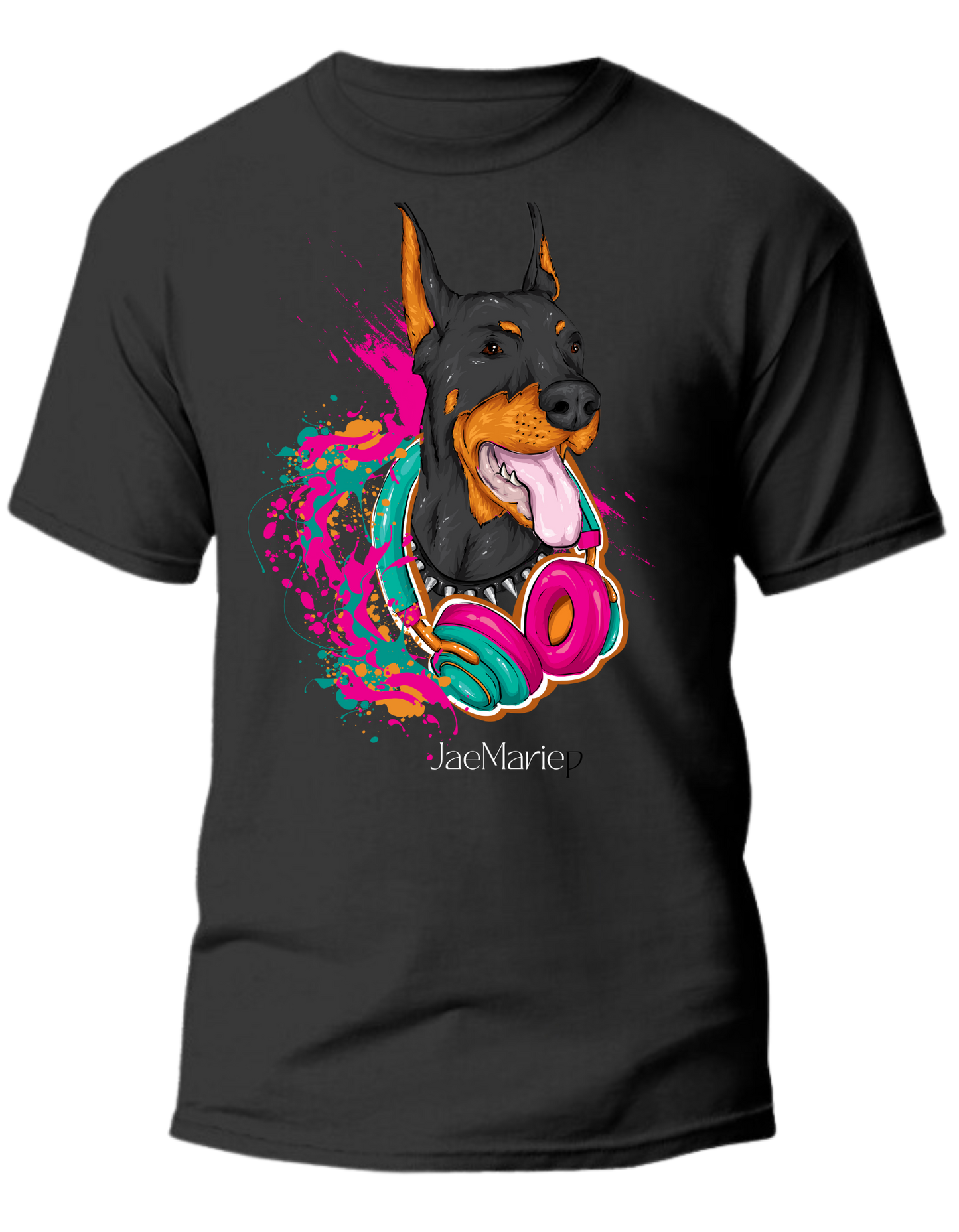 Dog with Headphones - Unisex Short Sleeve Tee