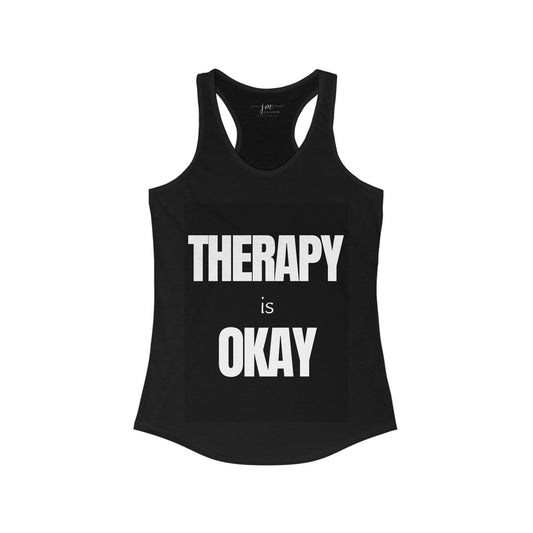 Therapy is Okay Racerback Tank _Blk