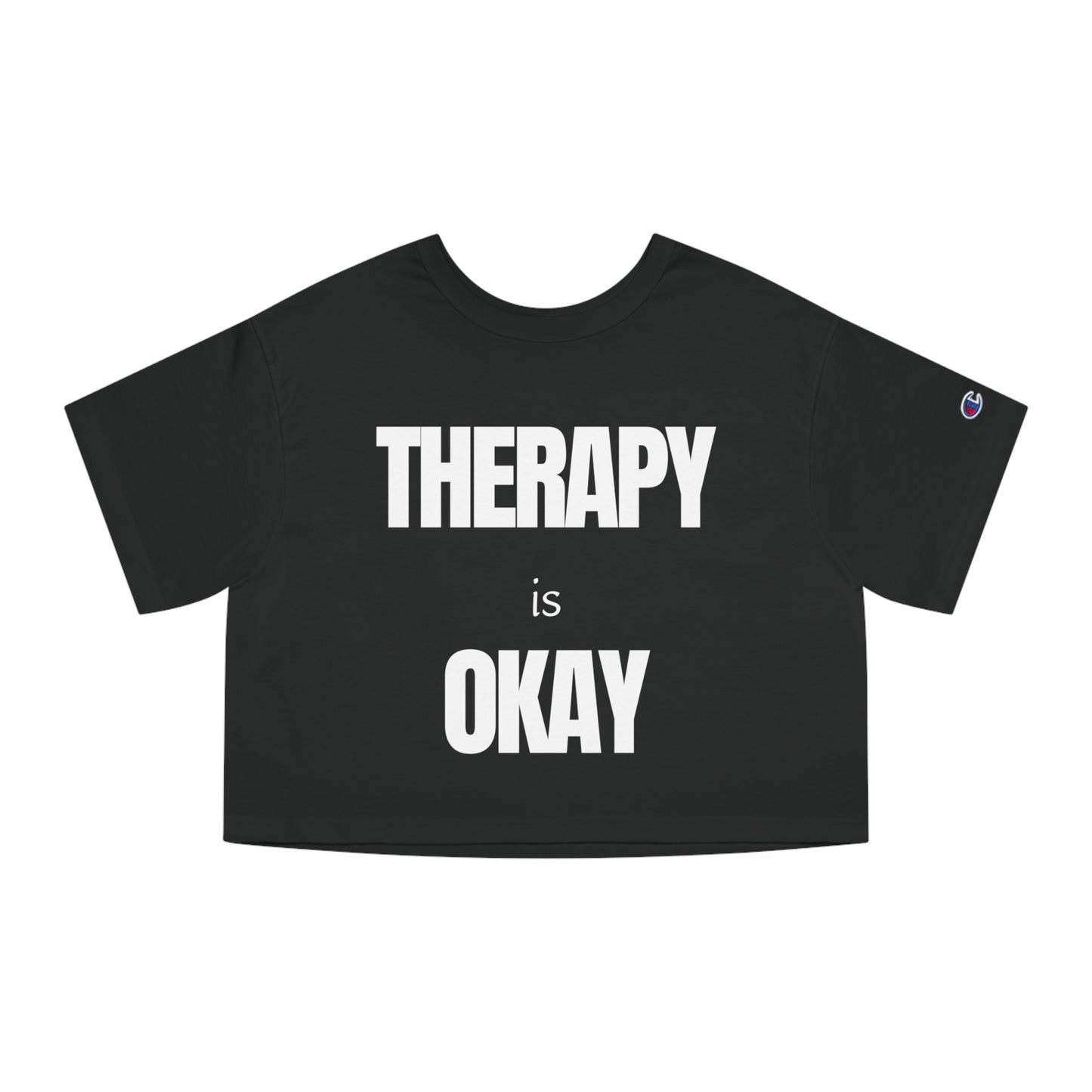 Therapy is Okay Crop Top _Blk