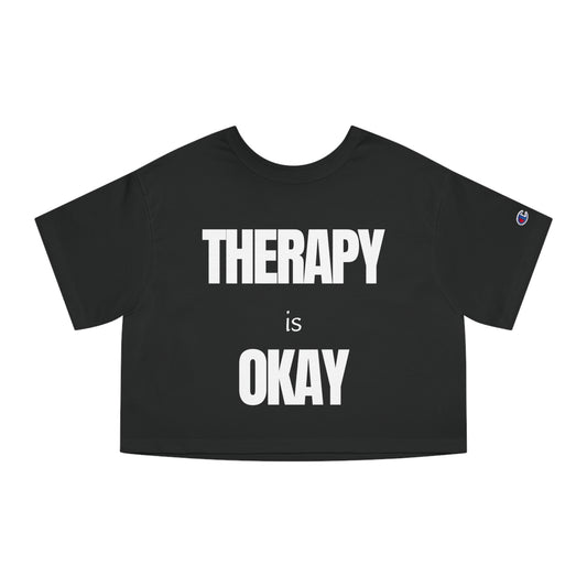 Therapy is Okay Crop Top _Blk