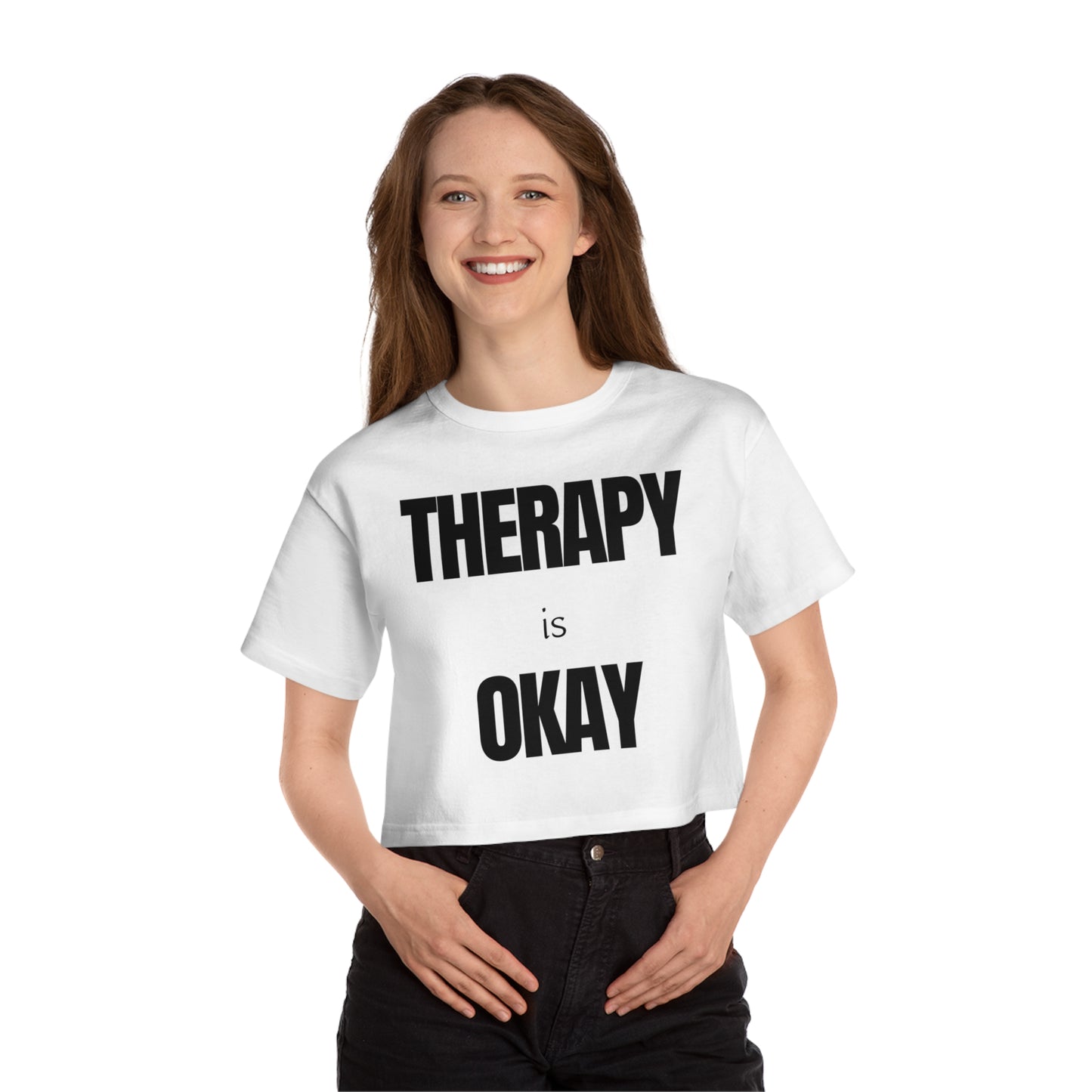 Therapy is Okay Crop Top _Wh