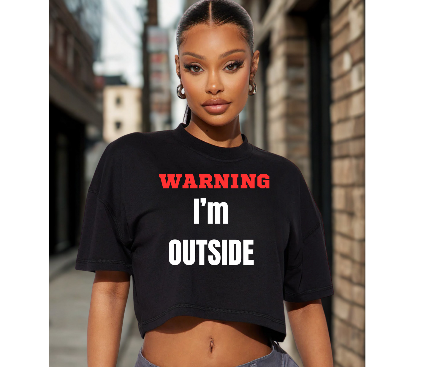 Outside Women's Crop Tee | Casual Outfit, Self-Care Gift, Summer Style, Mental Health Awareness, Relaxation Wear
