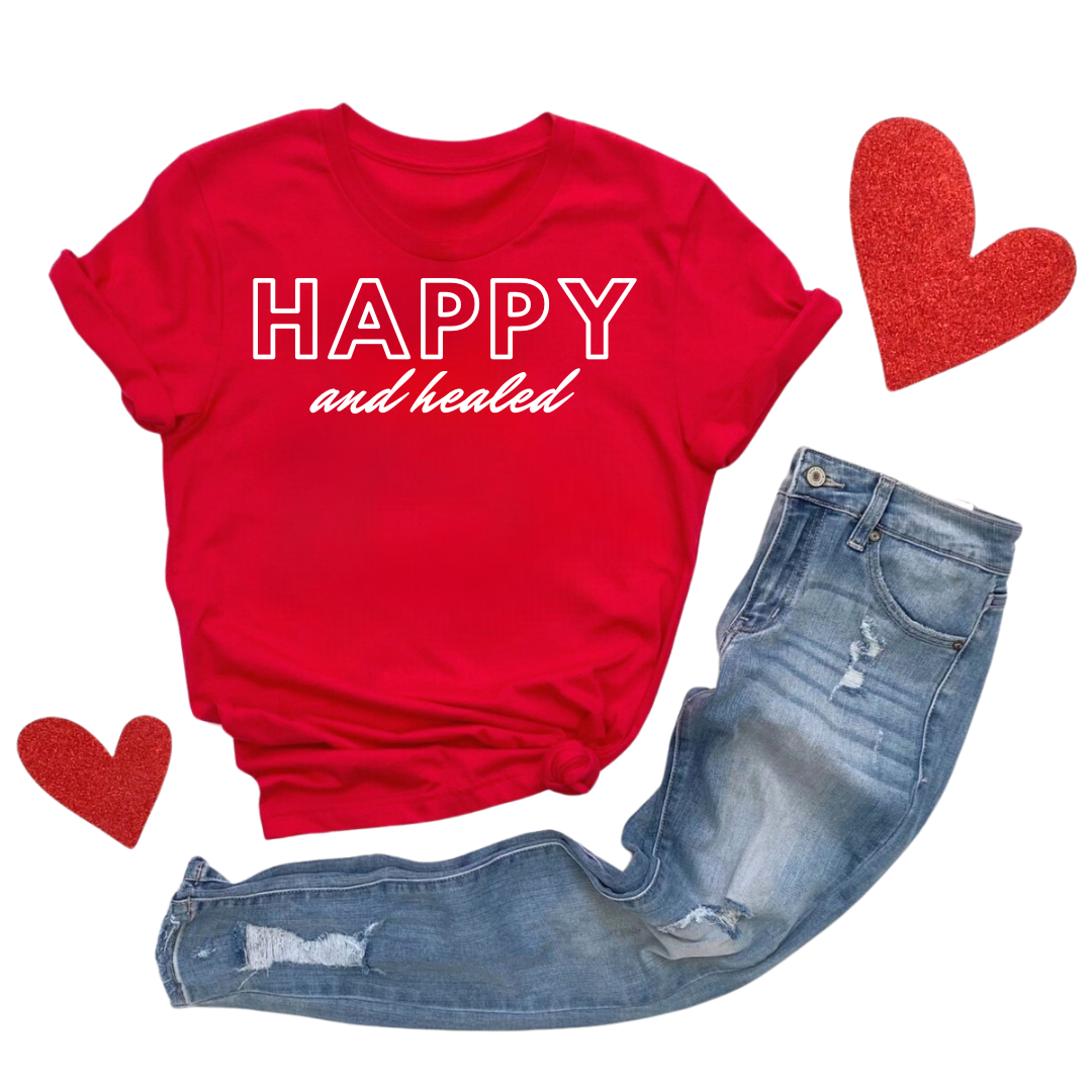 Valentine Edition Happy and Healed - Unisex Heavy Cotton Tee